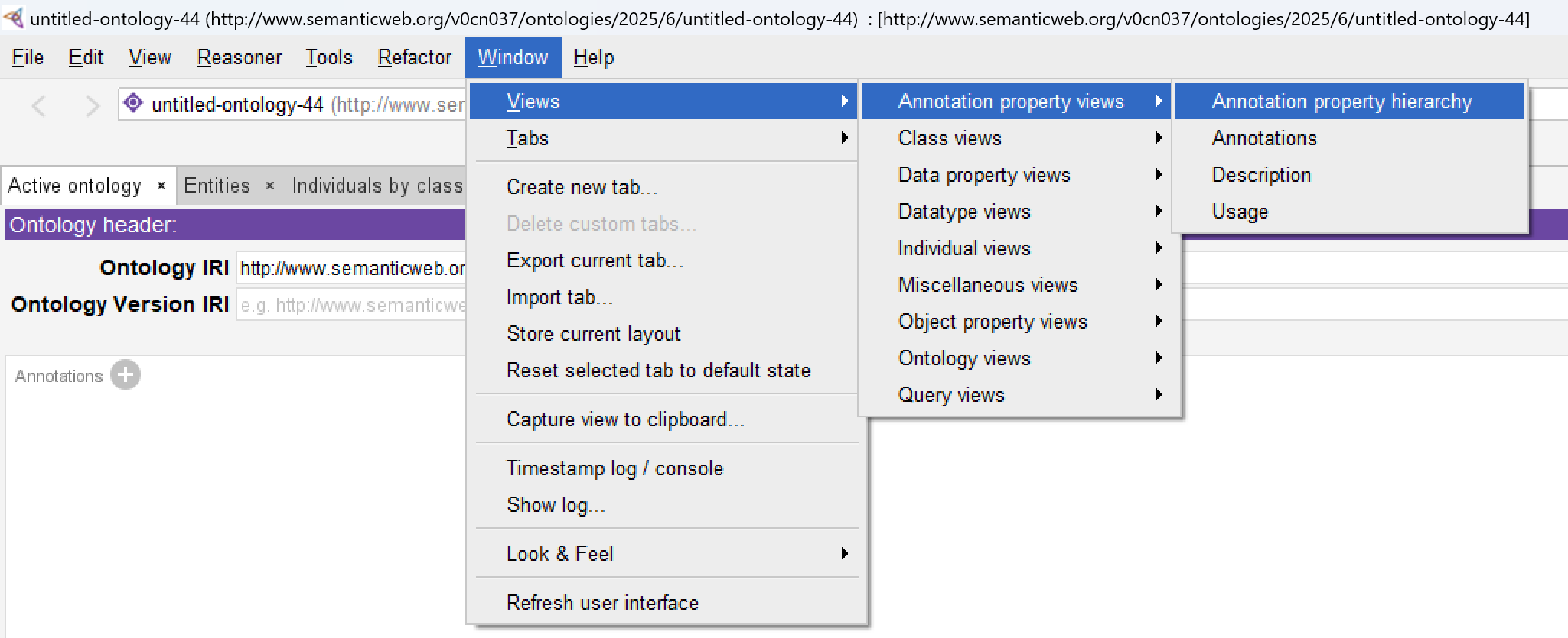 Views in Protégé UI